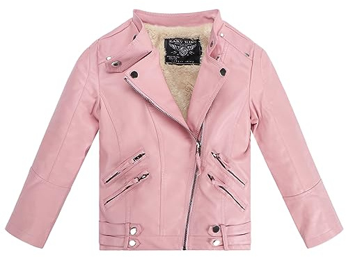 Tumaron Kids Girls Winter Fleece Biker Coats Faux Leather Motorcycle Jackets 6-7 Clothes
