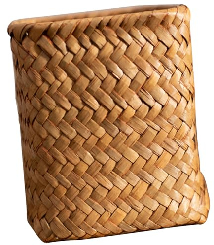 STOBAZA Pot à Crayons Tressé en Paille, Grand Modèle, Multi-compartiments | Rangement Stable et Pratique, Grosse Capacité, Décoration Maison, Coloris Vif et Simple, Usage Bureau