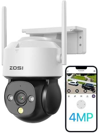 ZOSI 4MP Telecamera IP WiFi Esterna, Videocamera Sorveglianza Esterno, Pan 360° Tilt 140°, Audio Bidirezionale, Visione Notturna a Colori, Rilevamento di Veicoli/Persone, C290