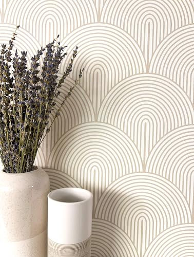NEWROOM carta da parati Beige Arco Tessuto non Tessuto - Moderno Grigio Bianchi Linea Boho
