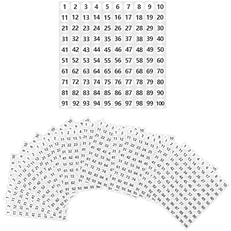 RTRTGS 5,000 Pezzi Numeri Adesivi Adesivi Impermeabili con Numero da 1 a 100 Numeri Etichette Rotondi da 1cm-(50 Fogli)