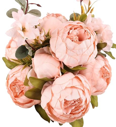 Duovlo Künstliche Pfingstrosen aus Seide, Kunstblumen, Vintage-Hochzeits- und Wohndekoration, 1er-Pack (Neues Rosa)