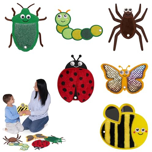 ODOXIA Sensorische Kinder Sinnesmatten | Taktile Scheiben als Sinnesmatten für autistische Kinder für mehr Sensorik | sensorische Pads bei Autismus | sensorische Fliesen als Lernspielzeug (Insects)