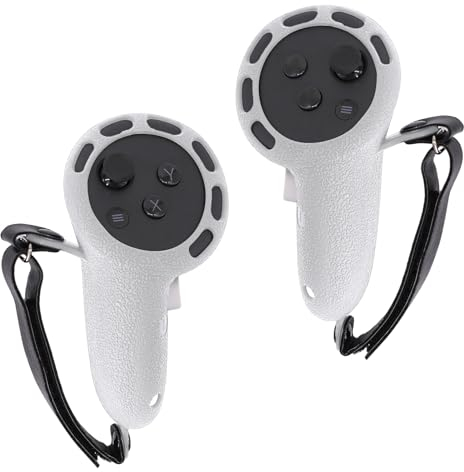 AODELAN VR Touch – Housse de protection pour manette Meta/Oculus Quest 3, accessoires en silicone antidérapant avec sangle de phalange réglable, convient aux petites et moyennes mains (blanc)