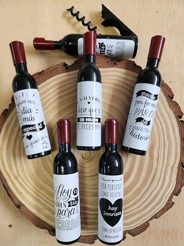 Uvimark - Set 25 Sacacorchos Personalizados con Mensaje para Boda, Bautizo | Abridor Vino Personalizado Frases Bonitas a Elegir, Amigo Invisible, Imán Nevera, Aniversario, Comunión, Detalle Corporativo