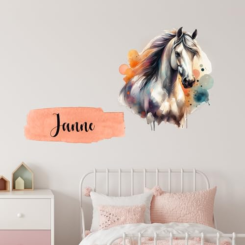 GRAZDesign Wandtattoo Pferd Name für Kinderzimmer Mädchen, Wandaufkleber Mädchenzimmer - 57x40cm