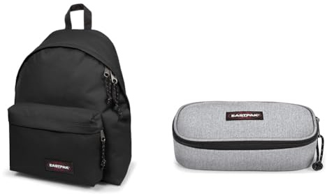 EASTPAK PADDED PAK'R Mochila, 27 L, Black (Negro) & OVAL XL SINGLE Estuche, 27 L, Sunday Grey (Gris)