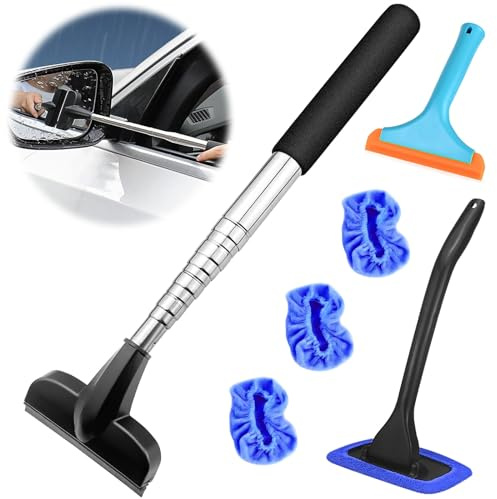 GZjiyu 3 Stück Fensterabzieher Set, Verstellbar Seitenspiegel Wischer für KFZ, Glas, Reinigung, Fenster, Badezimmer Ausdehnungslänge Beträgt Bis zu 88 cm