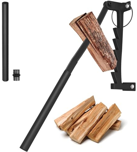 Wall-Mounted Log Splitter - Heavy Duty Firewood Splitter with Steel Construction, Safety Lock, and Easy Installation for Efficient Wood Splitting at Home or Outdoors