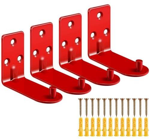 Feuerlöscher-Halter, 4 Stück Metall-Wandhalterung, 1,5–20 kg, Lasthalterung – roter Feuerlöscher-Halter für Zuhause, leichter, platzsparender Haken mit Schrauben