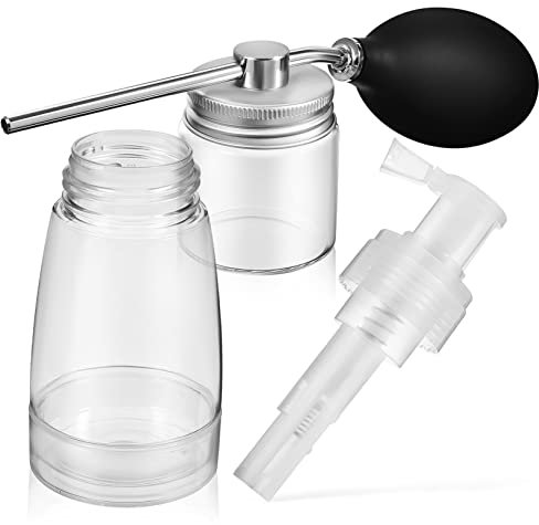 FRCOLOR Dry Powder Spray Bottle Set 180ml Hair Fiber Applicator and Powder Puffer Bottle Refillable Hair Spray Container for Salon Use with Fine Mist Dispensing Function