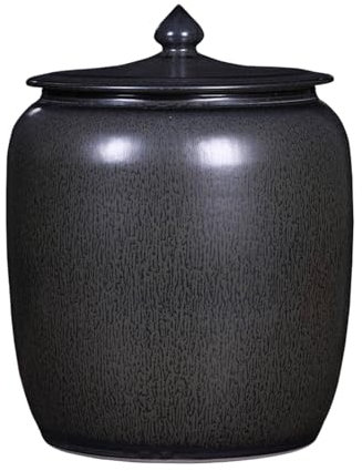 Rice Containers Grain Storage，Home Rice Storage Box, Ceramic Grain Dispenser Kitchen Sealed Jar with Lid, Ceramic Food Storage Containers, for Grains Snacks Candy Coffee Beans(Black,Capacity