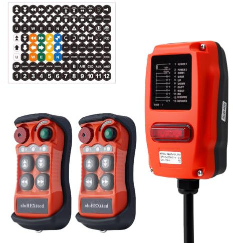 sloHEXtted Q404 Ultra Télécommande sans fil deux vitesses pour grue 28-465V | Télécommande 4 boutons pour hayon camion palan mini treuil unique petit pont roulant chariot matériel levage horizontal