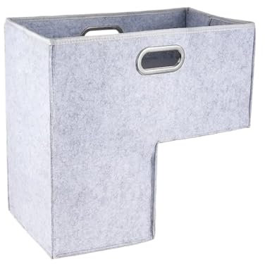 NJIEzhao Cesta para Escaleras Cesta Plegable de Fieltro for escaleras de 16 Pulgadas, en Forma de L, de Gran Capacidad, Ahorra Espacio.(Gray)