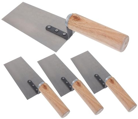 HOMSFOU Set 4 Cazzuole Per Intonaco in Acciaio Inossidabile Spatola Per Costruzioni Cazzuola Per Cartongesso e Finitura Strumento Professionale Per Da Te e Lavori Muratura