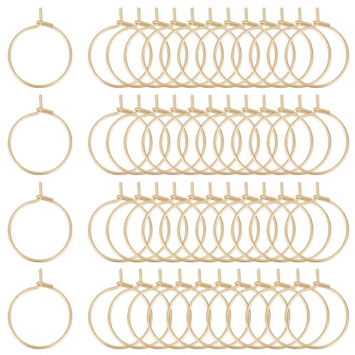 CRAFTYMELODY 200 x Ohrring Perlenringe. 15mm Vergoldete Weinglas Charm Ringe Kleine Creolen Offene Ohrringe Edelstahl