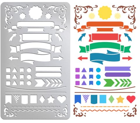 UNICRAFTALE Banner Symbole Metallschablonen Zum Holzbrennen Edelstahlblasen Rahmen Wiederverwendbare Schablonen Zum Selbermachen Gravieren Malen Prägen Journaling Lesezeichen