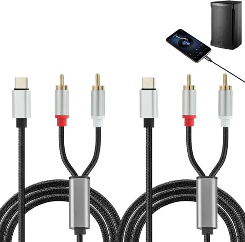 GodtKowty 2PCS RCA Aux Cable for iPhone,2-Male RCA to iOS Adapter,iPhone to Aux Cable,Audio Stereo Aux Cord Compatible with iPhone,iPad,iPod Touch for Home,Car,and Speaker Amplifier,1M Length