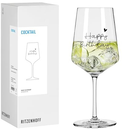 RITZENHOFF 8171021 Cocktail-Glas 500 ml, Serie Sprüche, mit Schriftzug Happy Birthday - modern, Made in Germany
