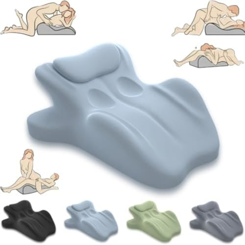 iuscacey Oreiller pour Couple 27° - Coin en Mousse à Mémoire de Forme Incliné à 27° Améliorant Le Confort, la Connexion et Les Moments Intimes - Oreiller Sexuel Ergonomique pour Couples,Bleu