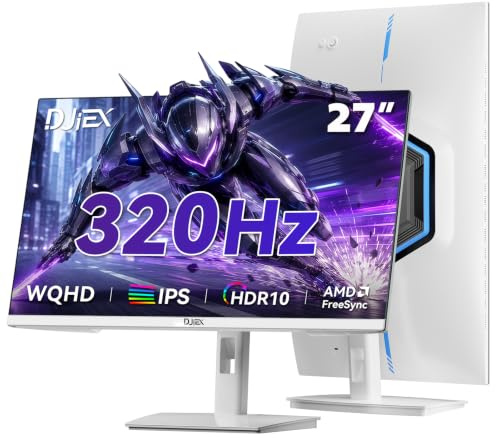 CronusPro White 27 Inch 320Hz Gaming Monitor, 1ms MPRT, 2K QHD, Fast IPS | Tilt/Swivel/Height Adjustable, AMD FreeSync, Game Mode Presets, HDR, Frameless Design, Flicker Free, HDMI 2.1& DP1.4, VESA