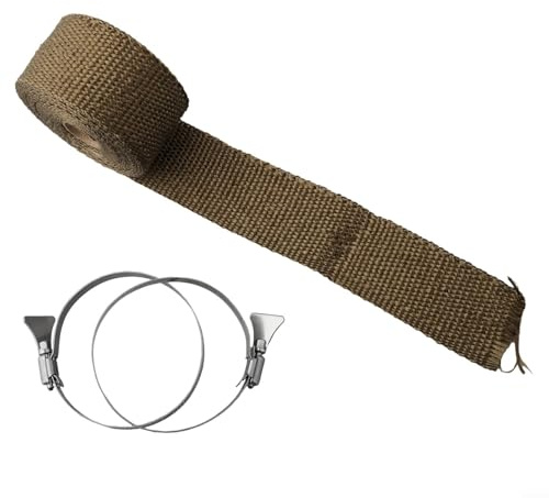 Cinta aislante ignífuga de 5 m x 5 cm con abrazaderas ajustables para tienda de campaña, estufa, tubo de envoltura para protección contra el calor y el escape