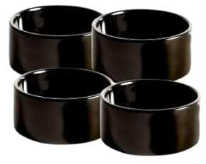 SC E-COMMERCE Set 4 Coppette Nere Lucide Ø 12 cm – Ciotoline Eleganti per Dessert, Snack e Antipasti – Design Moderno