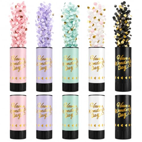 10 pcs Canons à Confettis Biodégradables, Canon Confettis Mariage Anniversaire
