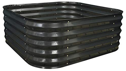 Selections Corrugated Metal Raised Beds Garden Vegetable Planter in Dark Grey