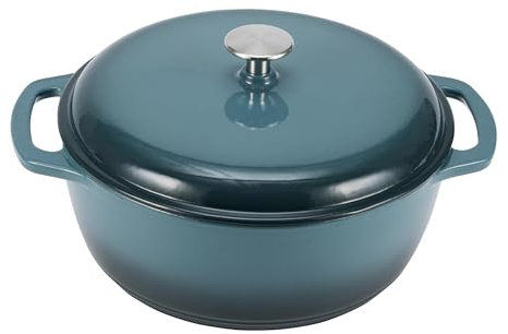Amazon Basics Redondo Olla de hierro fundido esmaltado, modelo SX-75QTH, 6.9 L, gris