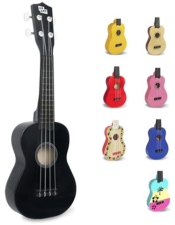 CB Sky Soprano Ukulele 53cm Anfänger, Schüler Hawaiian Gitarre (Black) 3-5 5-9 Jahre alt