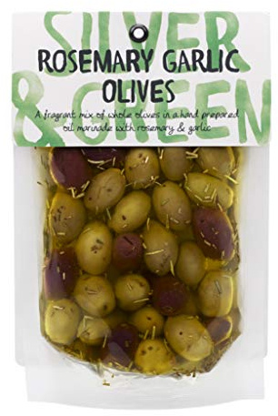 Silver & Green - Rosemary Garlic Olives (Mixed Whole) 220g Pouch