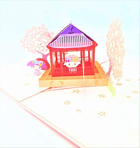 BC Worldwide Ltd handmade 3D pop up card original licensed Melody sakura gazebo pavilion birthday kid child birthday wedding anniversary Valentine's day bridal shower baby birth