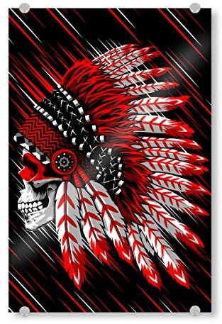 artboxONE Acrylglasbild 45x30 cm Comic Indian Skull Bild hinter Acrylglas - Bild Skull Comic Cowboy