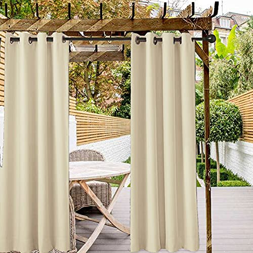 COOYT Outdoor Vorhänge Wasserabweisend - Garten Vorhang UV Schutz Outdoor Vorhang mit Ösen,Winddicht Blickdicht Vorhang Innen und Außen Gardinen für Balkon Ösenschal, 1Stücke