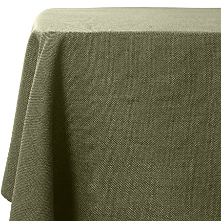 Tischdecke Abwaschbar Mossgrün 140 x 240 cm Leinenoptik Wasserdicht | Tischdecke outdoor Lotuseffekt Tischtuch Eckig Gartentischdecke für Esstisch Küche Hochzeit Alltag Partys Weihnachten Neujahr