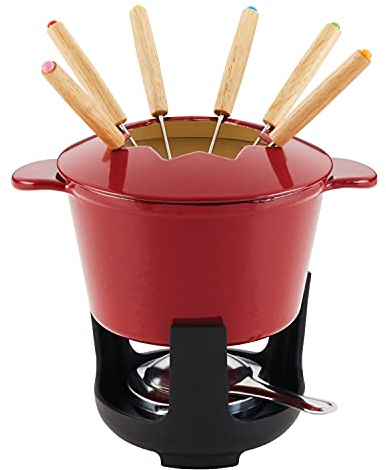 Rachael Ray 48338 Service à fondue en fonte Rouge