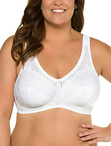 Ulla Popken Damen große Größen Übergrößen Plus Size Entlastungs-BH, ohne Bügel, Spitze weiß 110C 659343209-110C