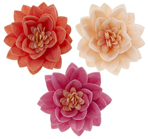 Dekora - Flor de Loto | Flores Comestibles para Tartas - Decoracion Tartas Cumpleaños de Oblea - Colores Surtidos - 7 cm