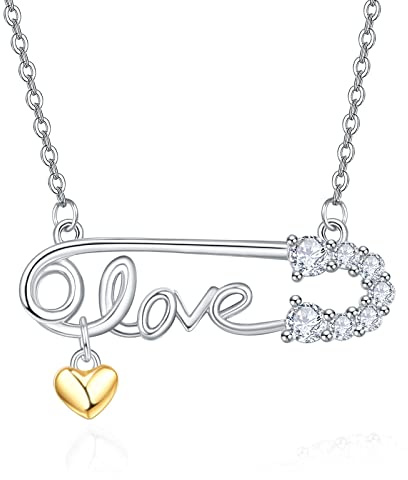 KINGWHYTE Sicherheitsnadel Halskette 925 Sterling Silber Sicherty Pin für psychische Gesundheit Halskette Sicherheitsnadel Anhänger Schmuck Geschenke