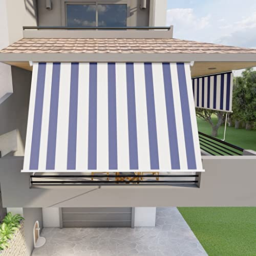 Tenda da sole a caduta con bracci 300cm telo impermeabile bianco blu Golisa