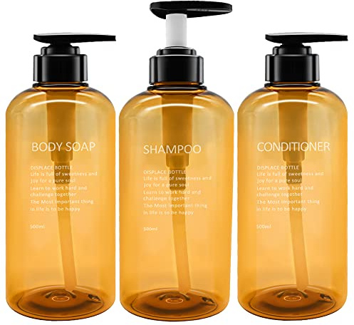 3er Pack nachfüllbarer Shampoo- und Conditioner-Spender, leerer Seifenspender aus Kunststoff für die Dusche, wiederverwendbares Shampoo- und Body-Wash-Flaschenpumpen-Set für Badezimmer oder Hotel