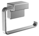 EMCO Cue Papierhalter ohne Deckel, markant geformter Toilettenpapierhalter zum Kleben oder Schrauben, hochwertiger Klorollenhalter aus Metall, chromfarben, Chrom