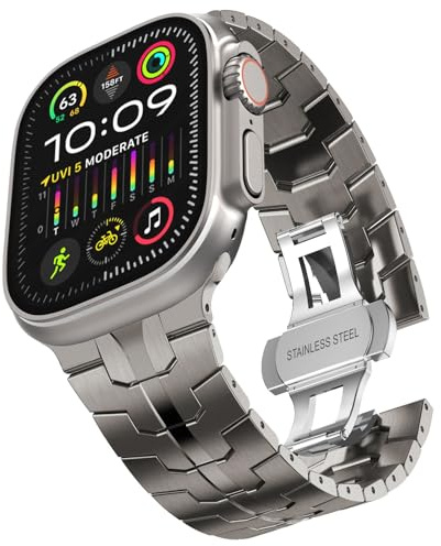KADES kompatibel mit Apple Watch Armband 49mm 46mm 45mm 44mm 42mm(Series 3), Herren Metall Glieder Ersatzarmband für iWatch Ultra 3 2 1,SE 3 2 1,Series 11 10 9 8 7 6 5 4 3 2 1,Titan