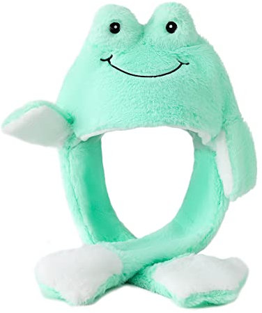 Dodheah Beweglichen Ohren Hut Tiermütze mit Ohren Frosch Cosplay Mütze Ohren Lustige Mütze Weihnachts für Mädchen Erwachsene Frosch