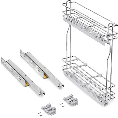 Emuca - Portabottiglie Laterale Estraibile SupraMax con Chiusura Soft, 150mm, Cromato Lucido, Acciaio