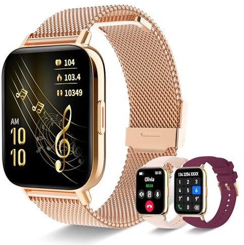 Iaret Smartwatch con Effettua/Risposta Chiamate,1.85 HD Orologio con 100+ Modalità Sportive, Contapassi, Frequenza Cardiaca, Sonno, per Android iOS