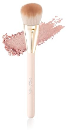 ENZO KEN Angled Blush Brush, Blush Makeup Brush, Detail Blush Brush, Fluffy Blush Brushes for Cheeks, Contour Makeup Brushes, Power Contour Brush - Gold and Pink, 11L04B