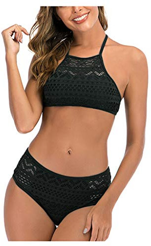 SKTIISN Bikini Damen Set Push up Pole Dance Outfit Bikini mit hoher Taille Figurformender Body Damen badeanzüge bauchweg Badeanzug Swimwear neopren