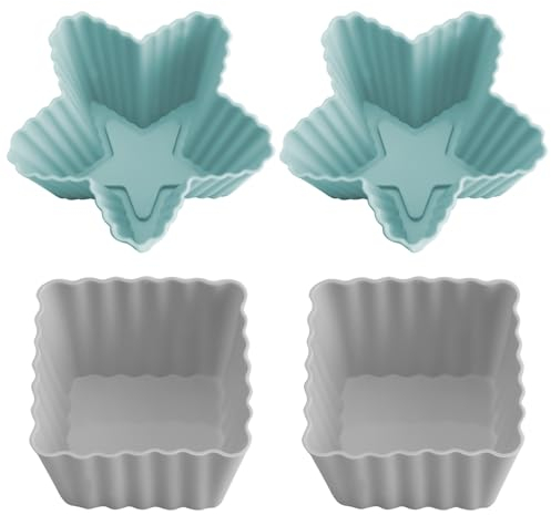 ZBHDEYG Set di 4 scatole per torte bento per il pranzo, scatola quadrata in silicone, accessori per bento boxe, set per il pranzo in silicone, per bambini, scatola in silicone